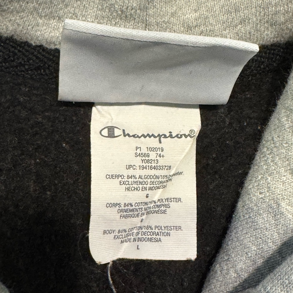 Champion Men's Reverse Weave Colorblock Black, Gray and White Hoodie. - Picture 8 of 12